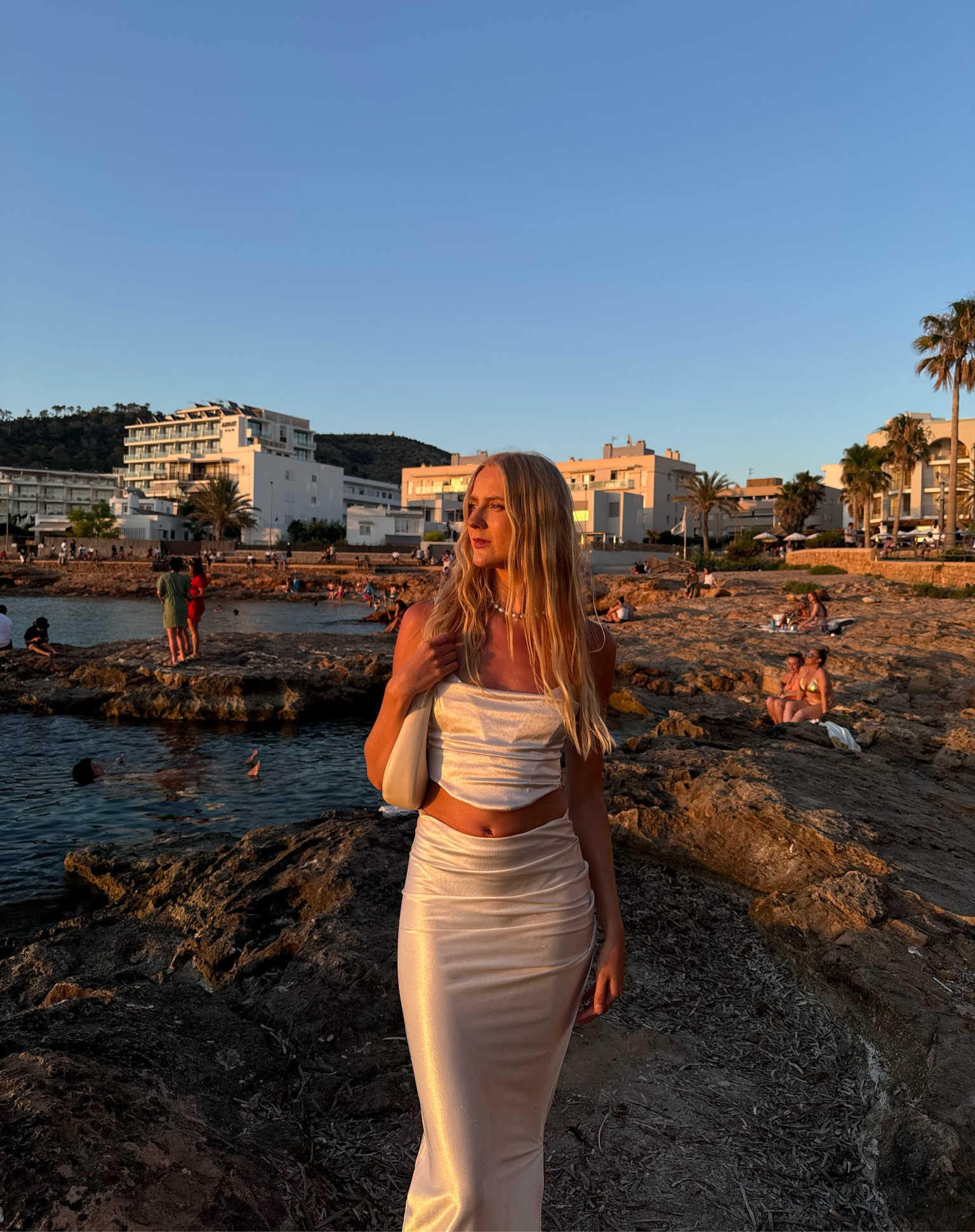 Summer Outfit, Cream Satin Skirt, Cream Satin Too, ASOS Skirt, Satin Skirt, Travel Outfit, Summer Aesthetic, European Summer Vibes, White Hand Bag

#LTKuk #LTKstyletip #LTKsummer