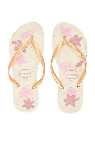 Slim Organic Sandal in Beige & Golden | Revolve Clothing (Global)
