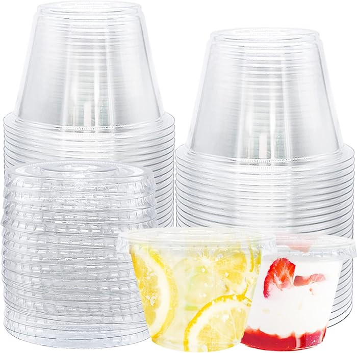 50 Pack Clear Cups with Lids,6 oz Plastic Disposable Cups with Flat Lids(No Hole),Crystal PET Des... | Amazon (US)