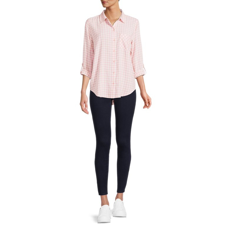 Time and Tru Women's Long Sleeve Soft Button Shirt | Walmart (US)