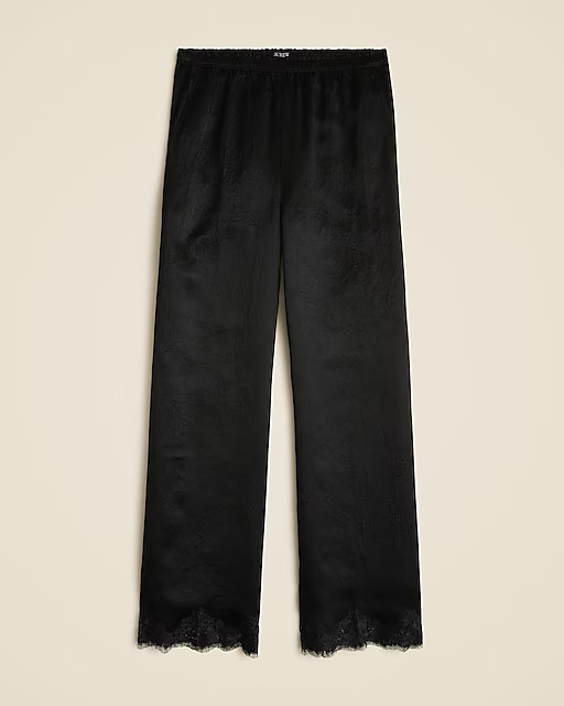 Stratus lace-trim pant in textured satin | J. Crew US