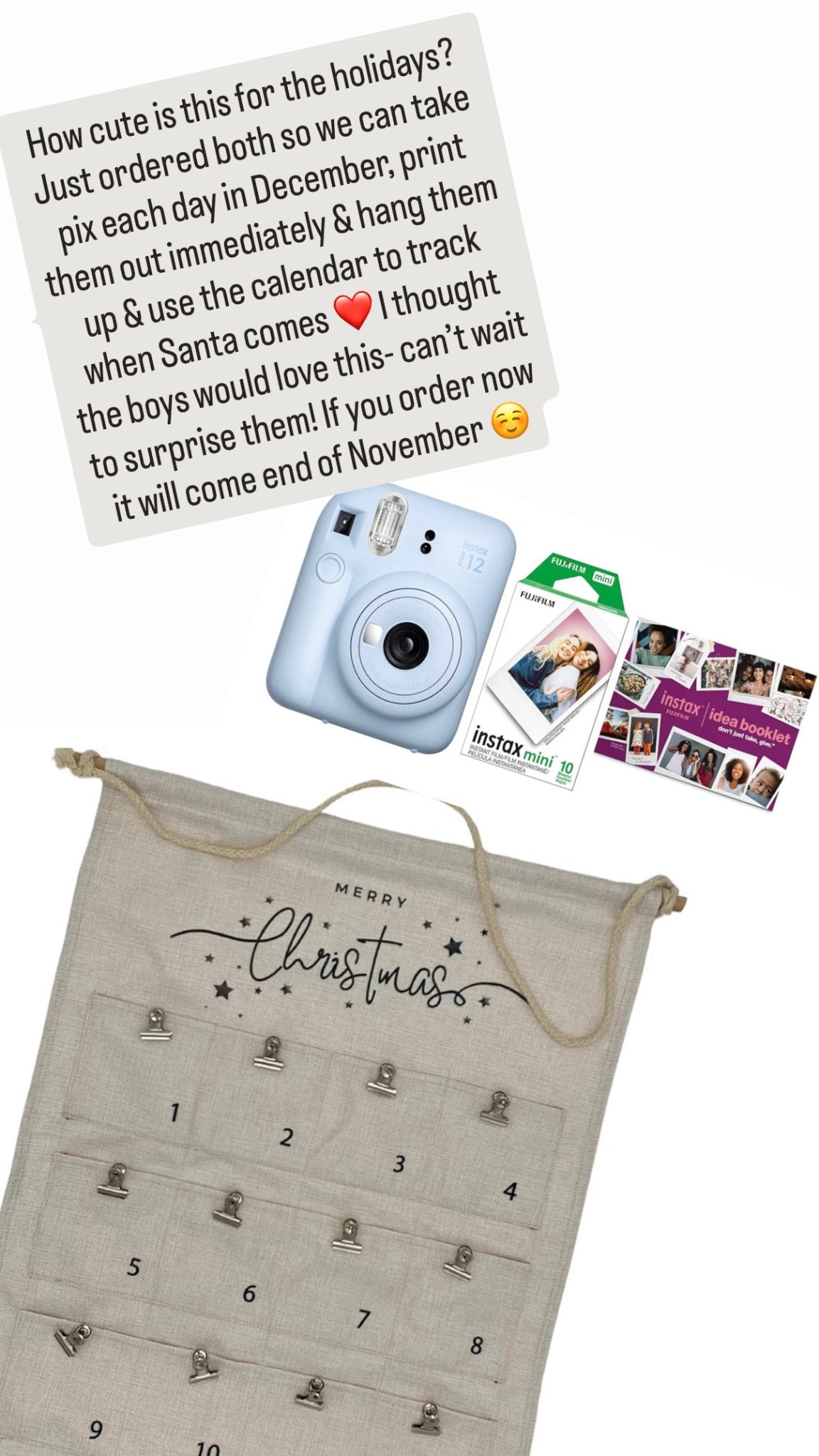 Thought this would be a cute new family tradition for the holidays! Every day in December we can take a picture, print it out and have it as an advent calendar! 

#LTKHoliday #LTKGiftGuide #LTKHome