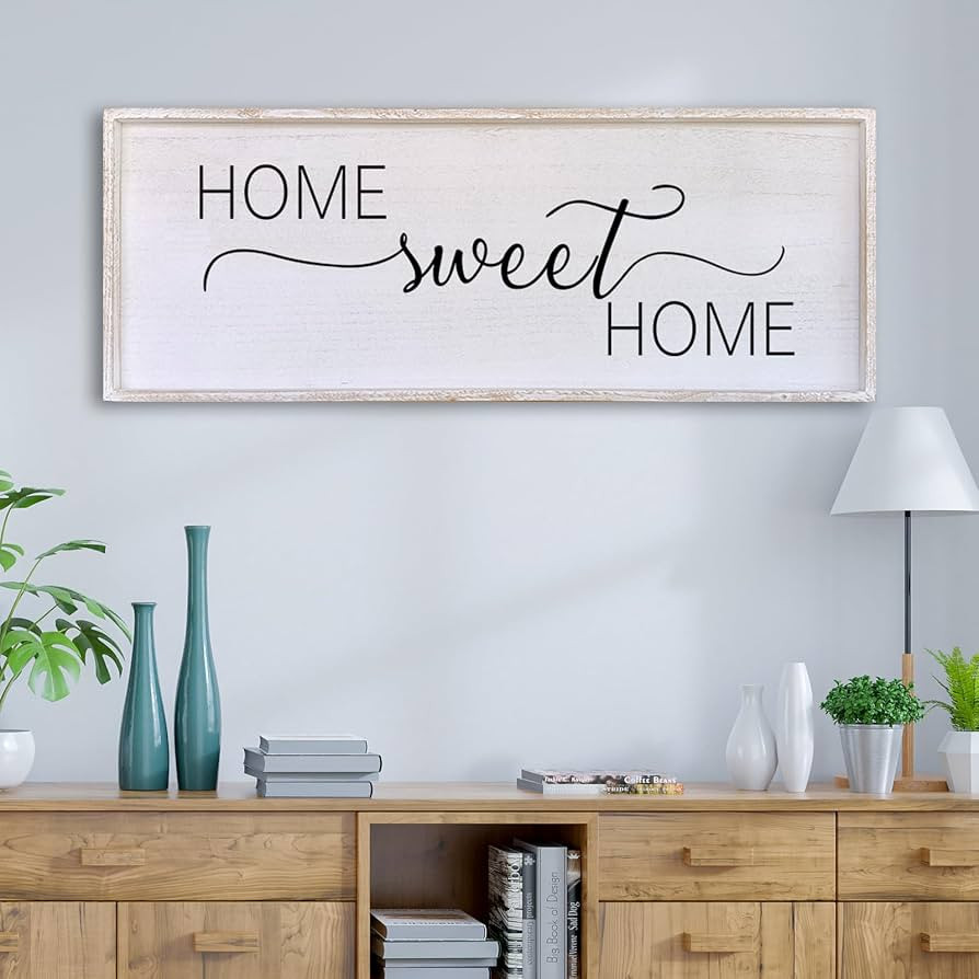 Home Sweet Home Sign Wall Decor 32”X12” Master Family Room Above Bed Beautiful Living Room Ab... | Amazon (US)