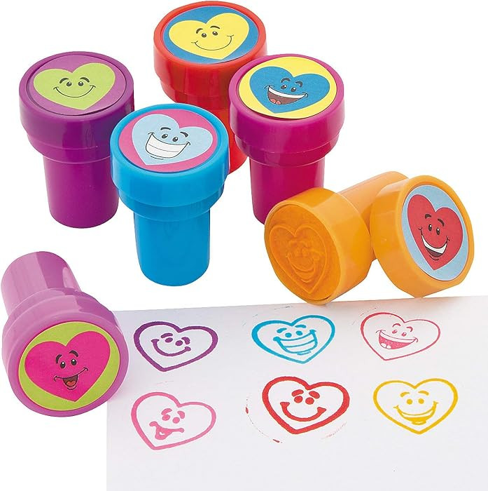 Heart Smiley Stampers Set for Kids - Bulk 24 Pack, Safe and Non-Toxic Stationery - Valentine's Da... | Amazon (US)