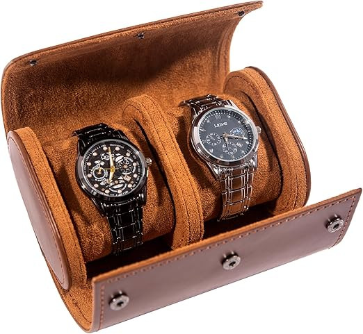 2 Watch Travel Case -Classic Leather Watch Case With Perfect Texture.(Watch Carrying Case Or Orga... | Amazon (US)