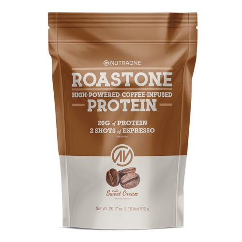 NutraOne RoastOne Coffee Protein Powder Coffee Infused Whey Protein Powder for Energy & Focus, 160mg Caffeine and 20g Protein (Sweet Cream – 1.35 lbs.) | Amazon (US)