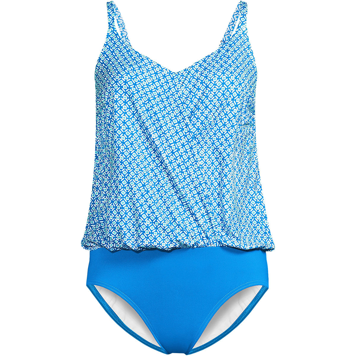 Women's Chlorine Resistant Smoothing Control Blouson Fauxkini One Piece Swimsuit | Lands' End (US)