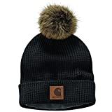 Carhartt mens Knit Fleece Lined Pom Beanie Hat, Black, One Size US | Amazon (US)