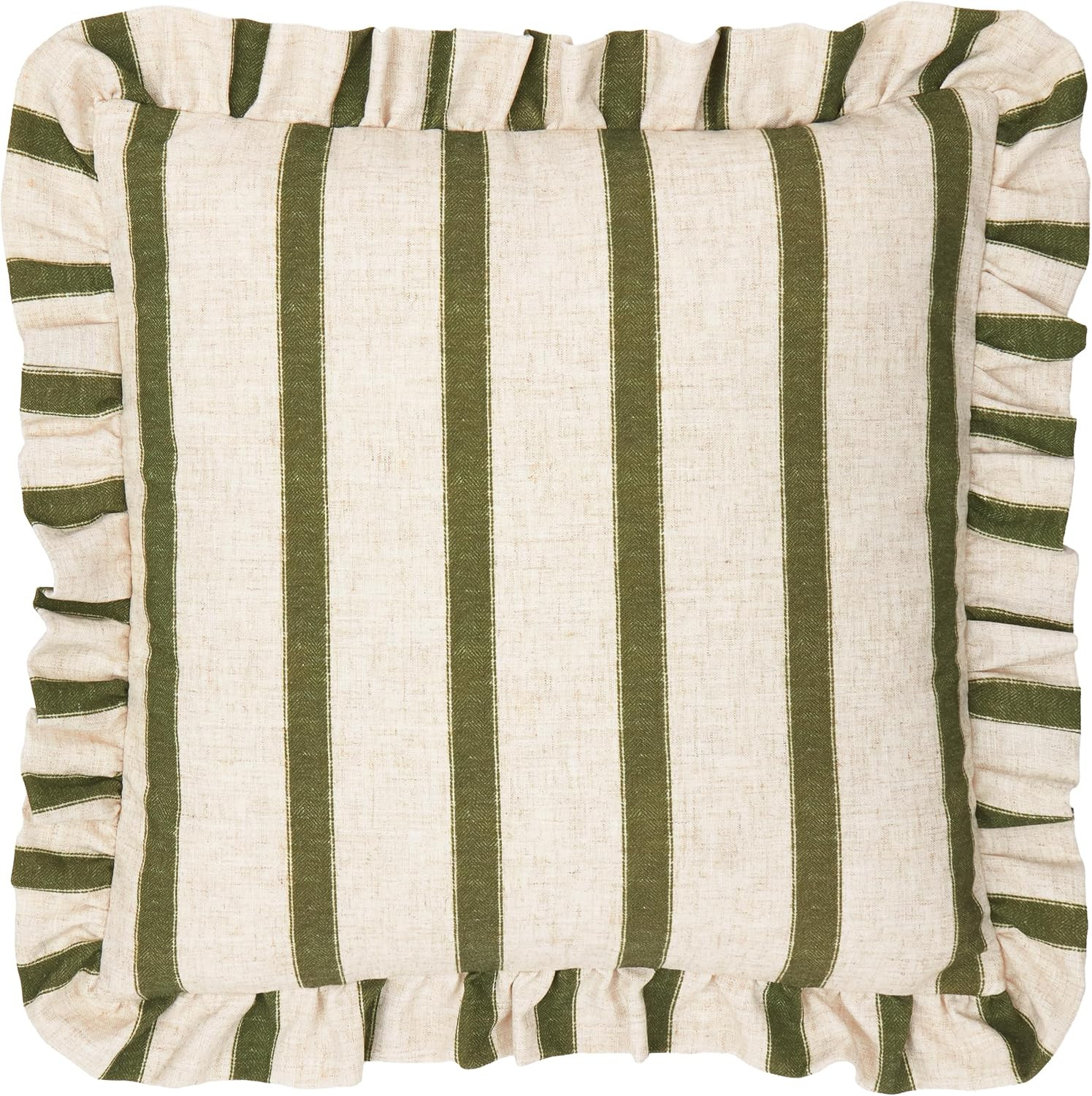 furn. Wylder Connie Square Cushion Cover – Striped Ruffle Linen Textured Decorative Case (Moss – 45x45cm) | Amazon (UK)