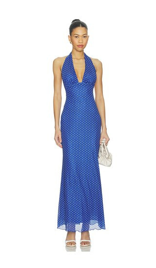 MORE TO COME Charly Halter Maxi Dress in Blue. - size XXS | Revolve Clothing (Global)