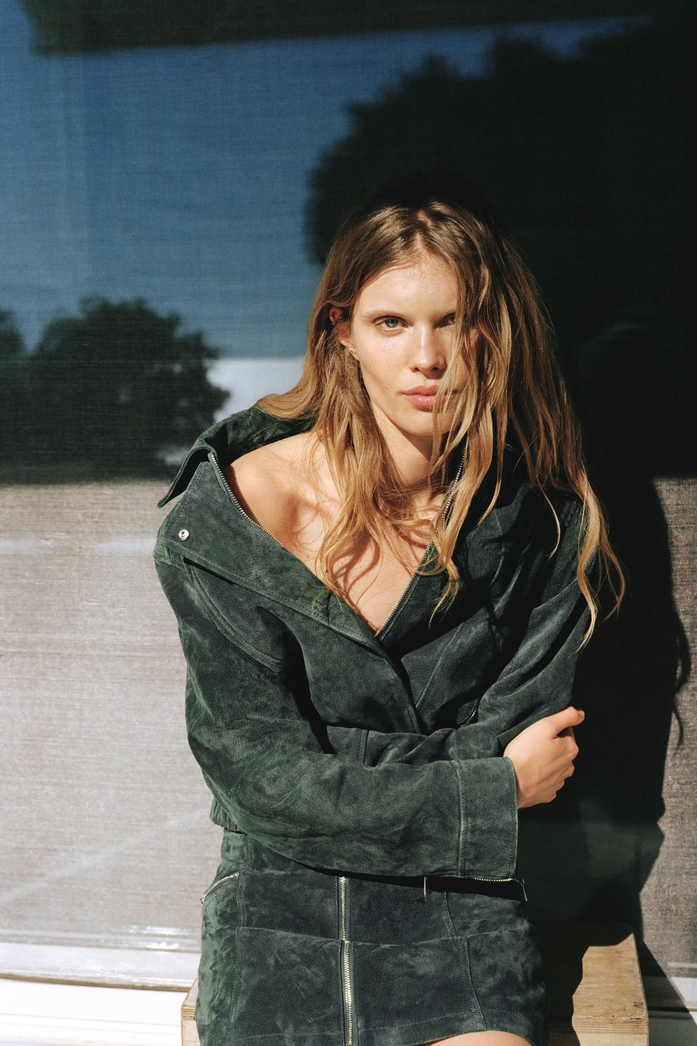 100% LEATHER SUEDE JACKET SET | Zara UK