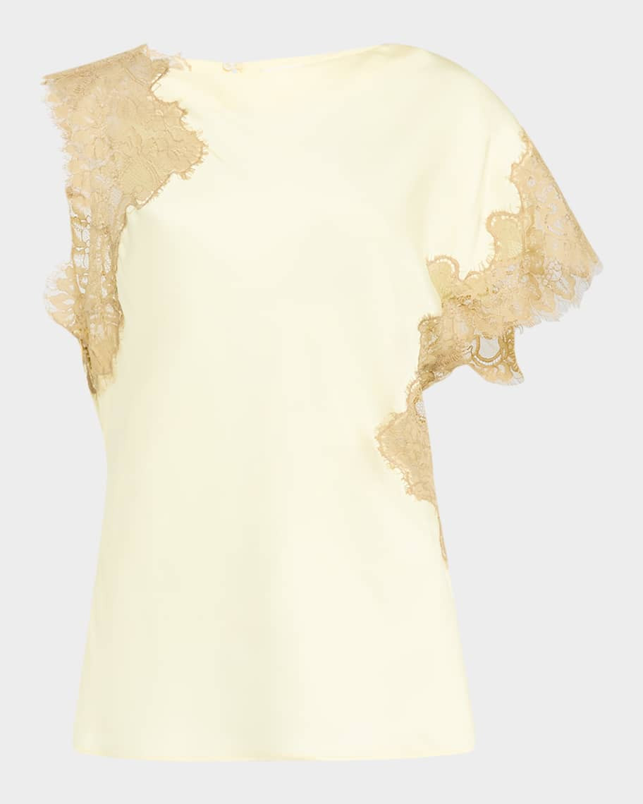 A.L.C. Alessia Satin and Lace Top | Neiman Marcus