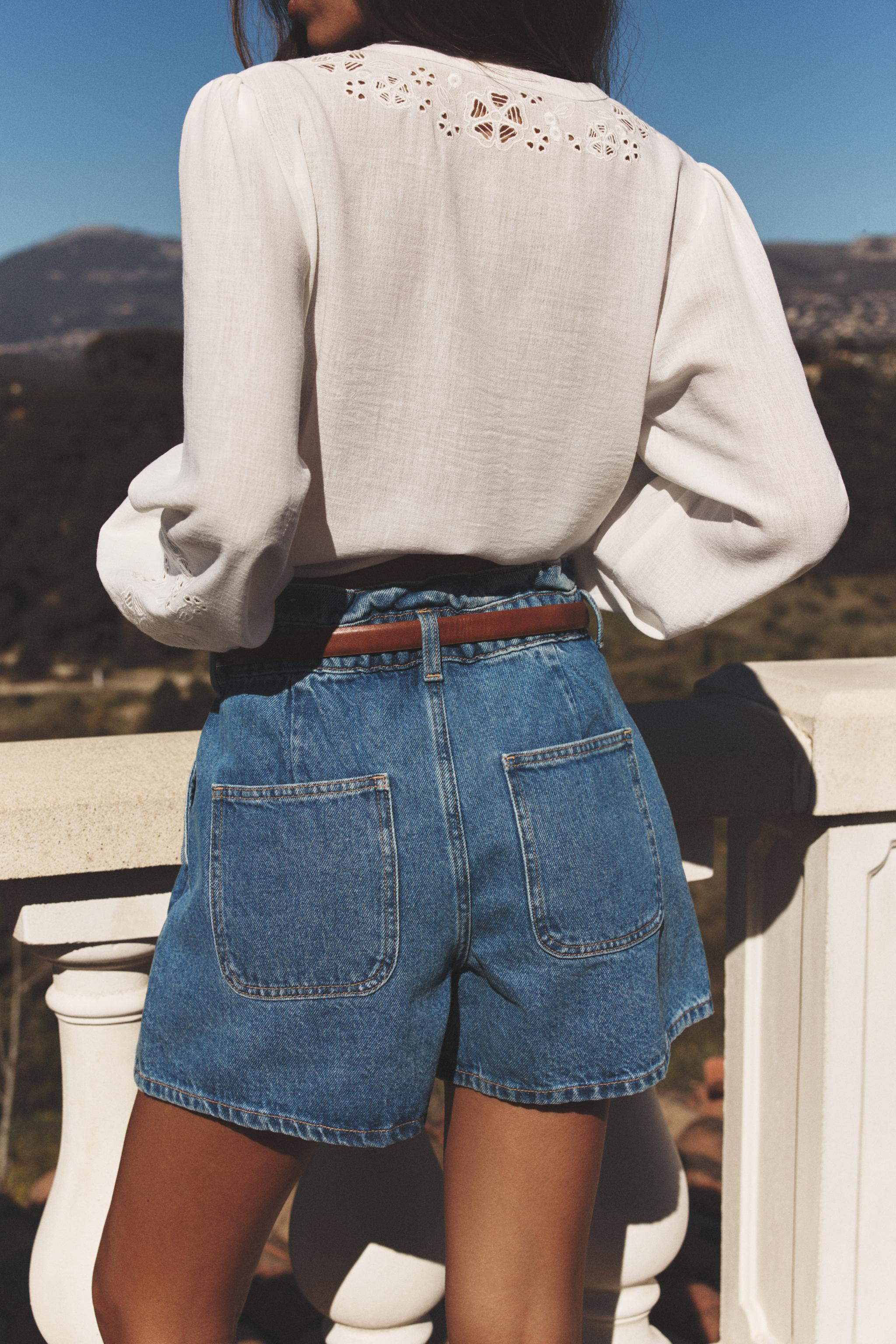 Z1975 DENIM PAPERBAG BERMUDA SHORTS WITH BELT | Zara UK