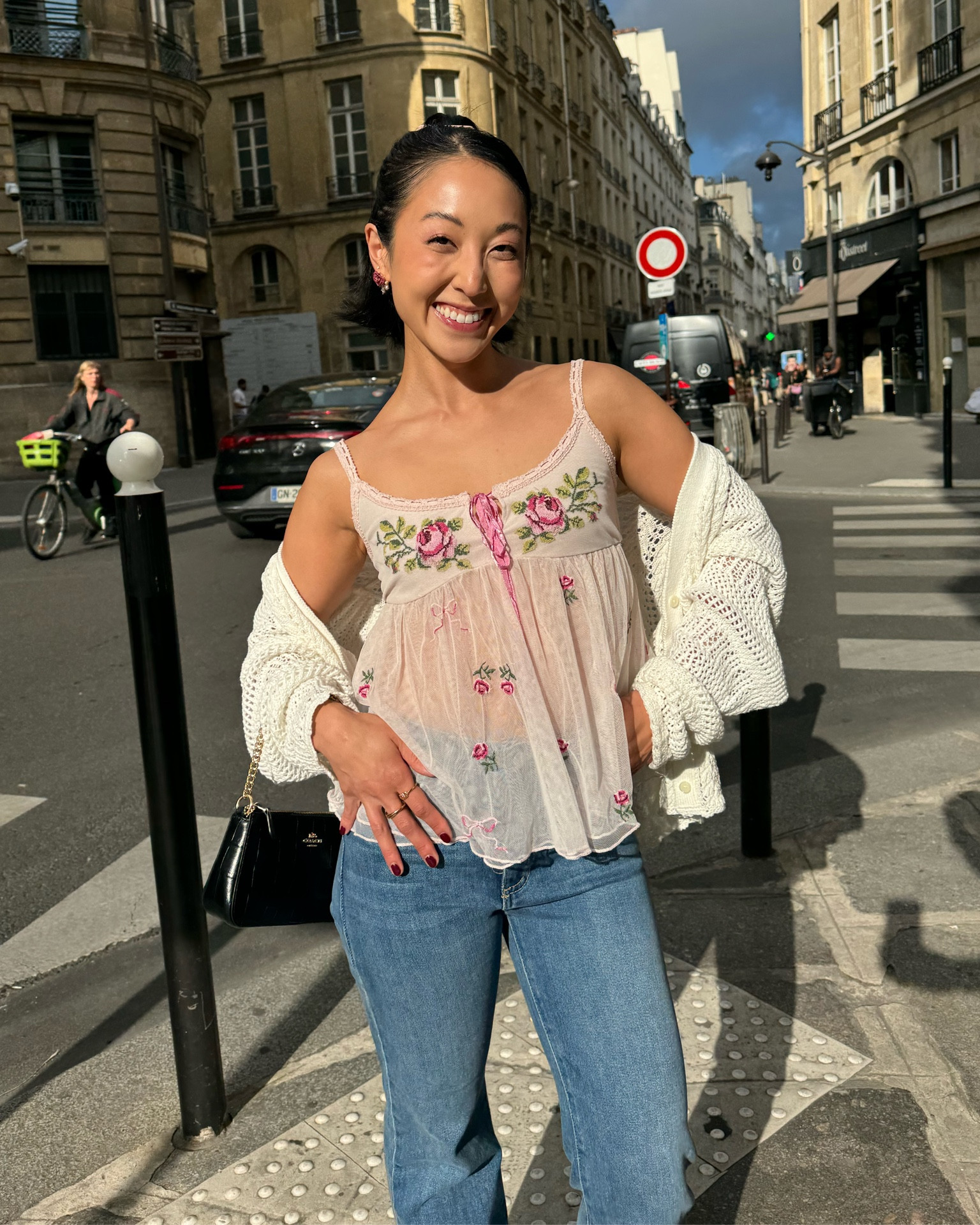 DAY 1️⃣ PARIS OUTFIT  🌸 this flowy top is perfect for bloated travel days. 

#LTKFindsUnder50 #LTKNYFW