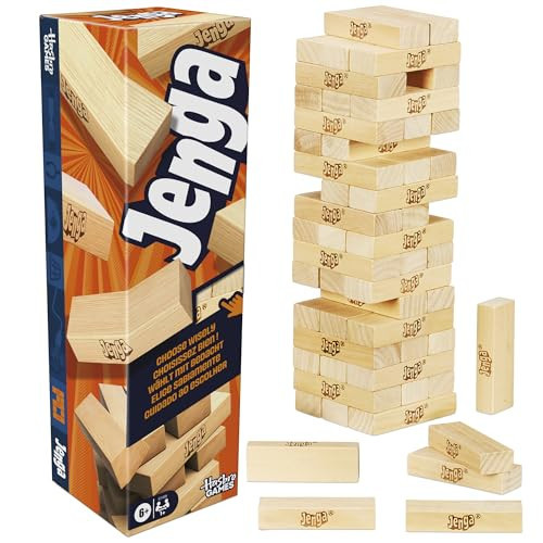 Official Hasbro Games Jenga Game | Digital Die for 6 More Ways to Play | Original Wood Block Game | Stacking Tower | Ages 6+ | 1+ Players | Party Games