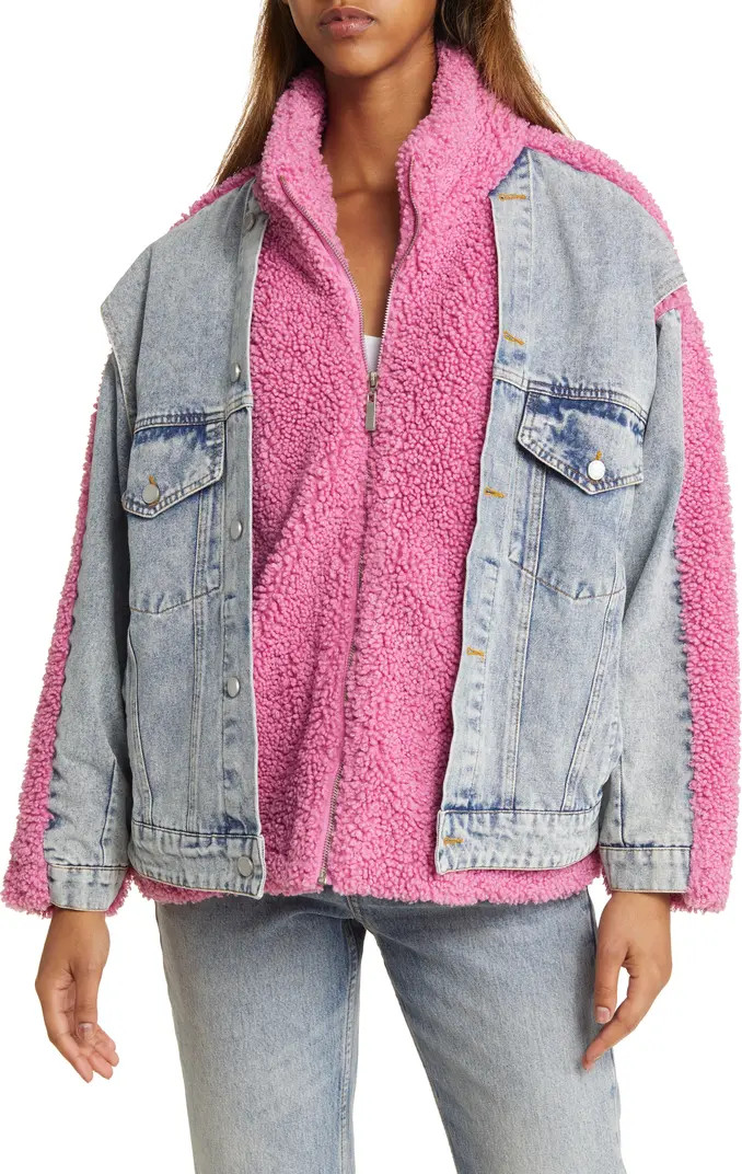 Faux Shearling & Denim Trucker Jacket | Nordstrom