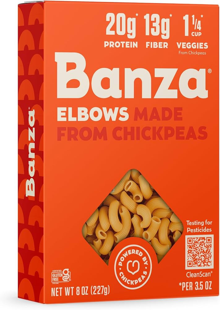 Banza Elbows Pasta from Chickpeas - Gluten Free, High Protein, and Lower Carb Protein Elbows Chic... | Amazon (US)