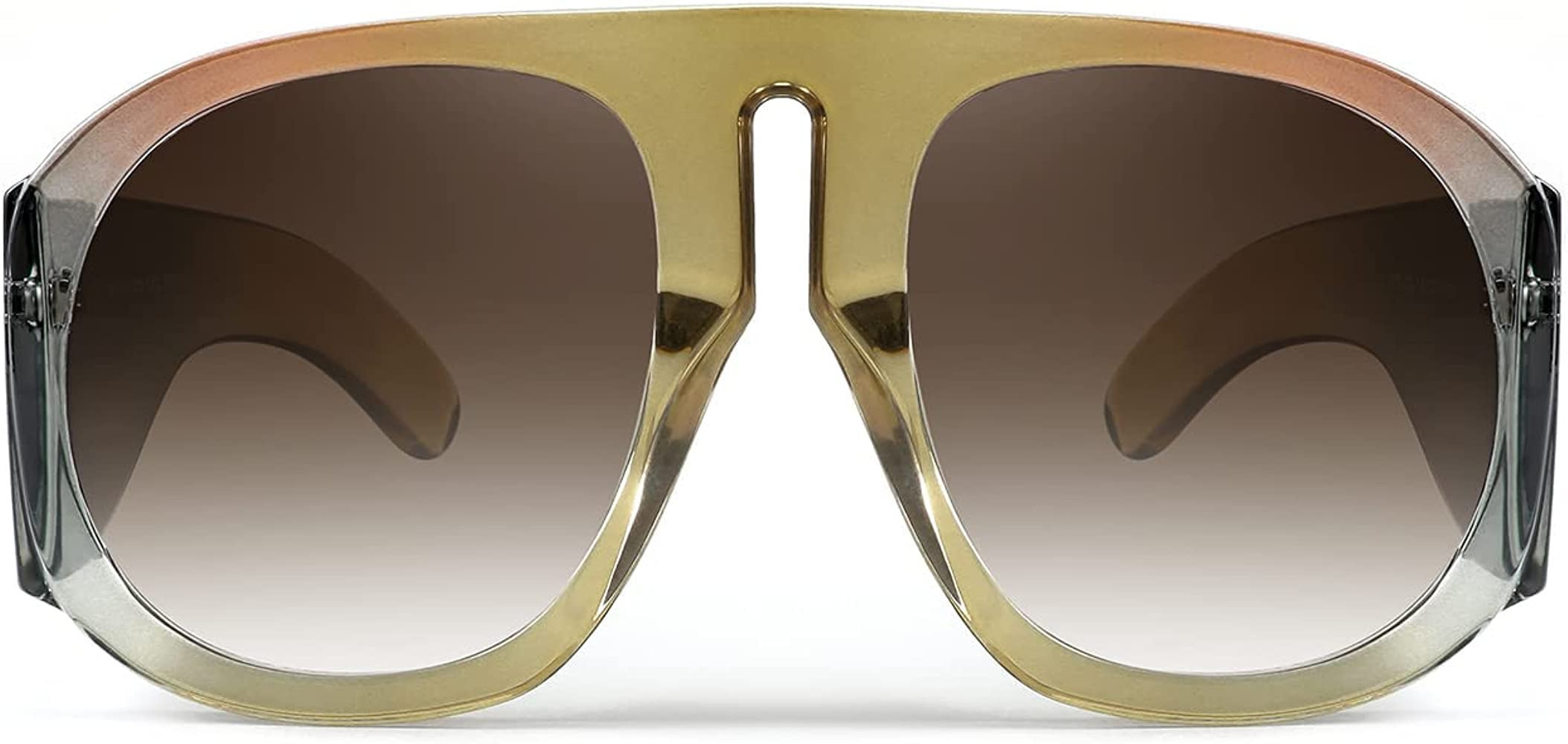 FEISEDY Oversized Square Sunglasses Women Men Round Shield Sunglasses Vintage Plastic Thick Frame... | Amazon (US)