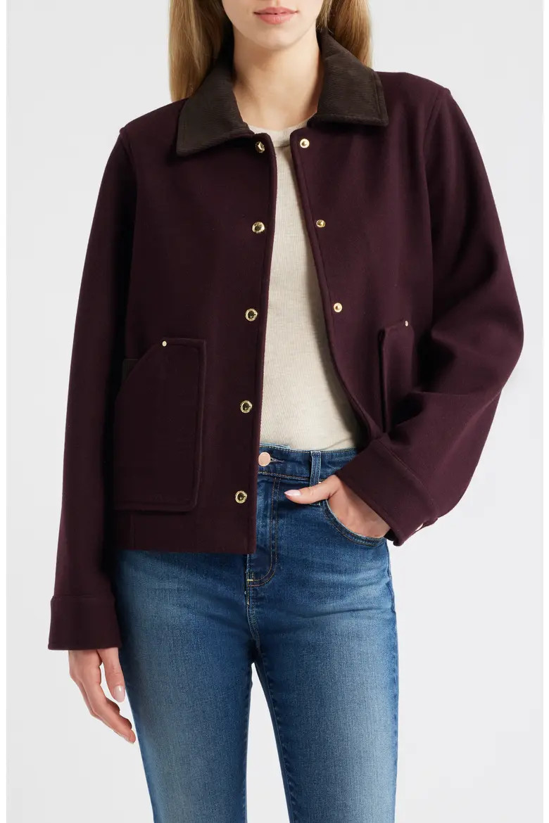 Corduroy Trim Jacket (Women) | Nordstrom | Nordstrom