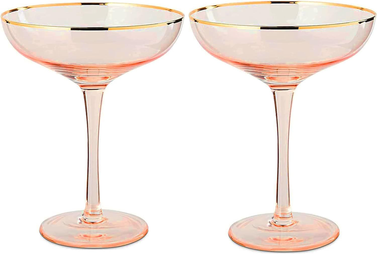 Gorgeous Gilded Pink Large 7 OZ Rim Coupe - 2 Martini/Cocktail Glasses - Classic and Elegant Pret... | Amazon (US)