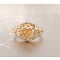 Heart Ring, Engraved Signet, Pinky Alchemy Heart, Gift For Her, Gold & Black Signet | Etsy (UK)