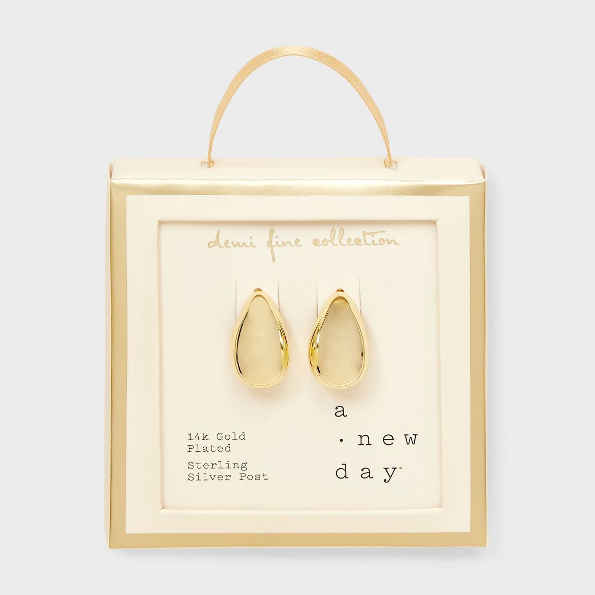 14k Gold Plated Puffed Teardrop Post Earrings - A New Day™ Gold | Target