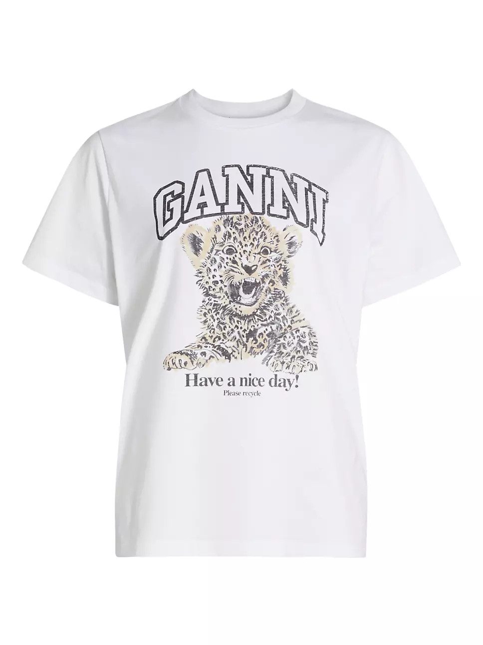 Ganni Leopard Logo Crewneck T-Shirt | Saks Fifth Avenue | Saks Fifth Avenue