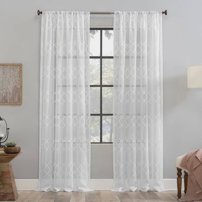 Embroidered Trellis Anti-Dust Sheer Curtain Panel - Clean Window | Target