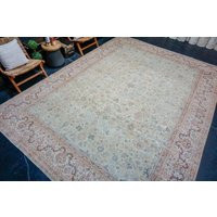 10' X 13'5 Classic Vintage Rug Muted Golden Beige, Gray, Blue + Red Carpet | Etsy (US)