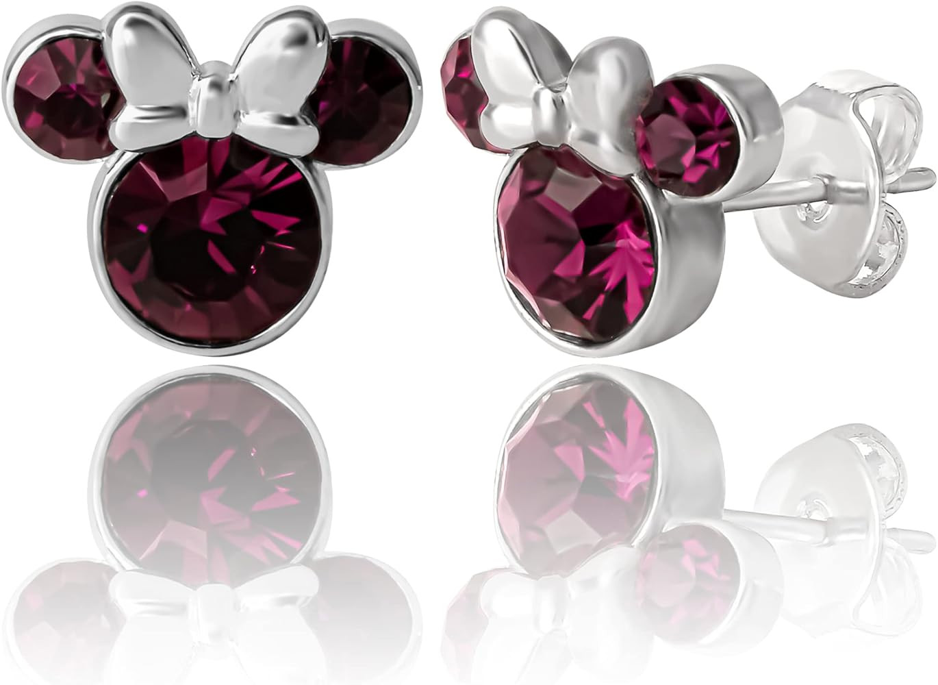 Minnie Mouse Birthstone Stud Earrings for Women Official License, Birthstone Earrings, Disney Gif... | Amazon (US)