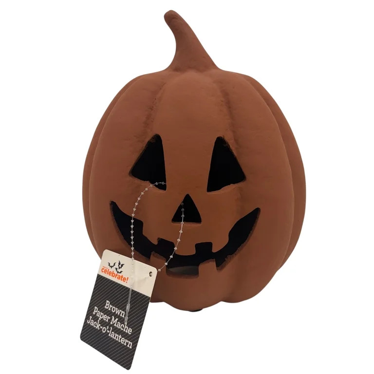 Paper Mache Jack-o'-Lantern Decoration, Brown, 8.25", Halloween by Way To Celebrate | Walmart (US)