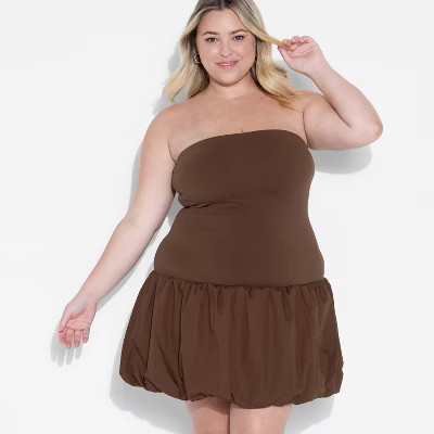 Women's Mini Babydoll Dress - Wild Fable™ Brown XXL | Target