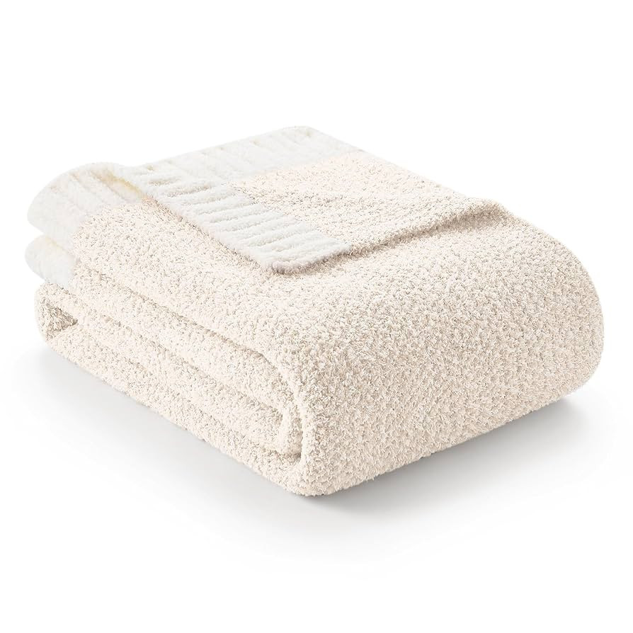 Snuggle Sac Buttery Ivory Throw Blanket for Couch, Reversible Super Soft Knitted Blankets, Warm C... | Amazon (US)