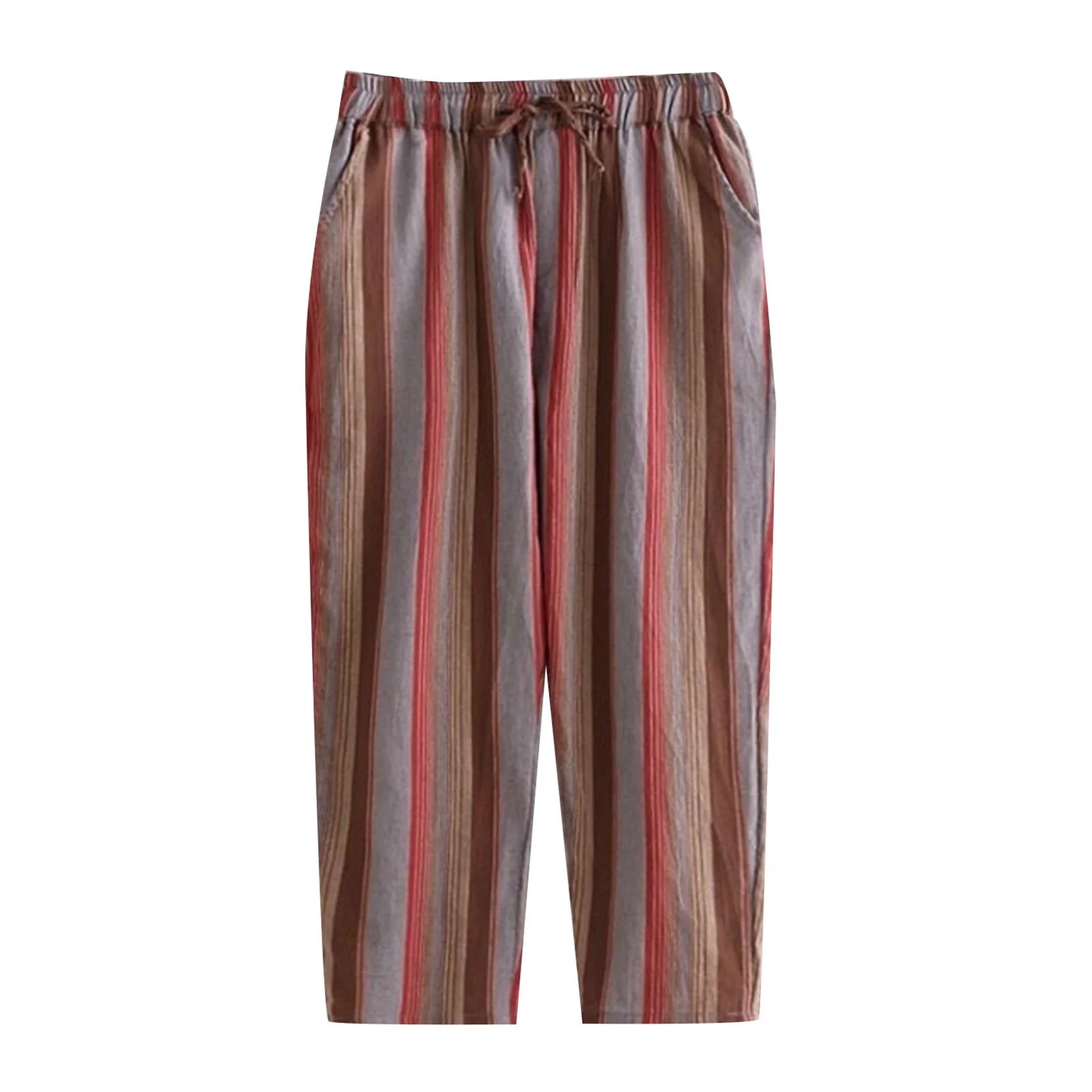 ZHAGHMIN Casual Wide Leg Cropped Pants for Women 2024 Spring Summer Striped Sweatpants with Pocke... | Walmart (US)