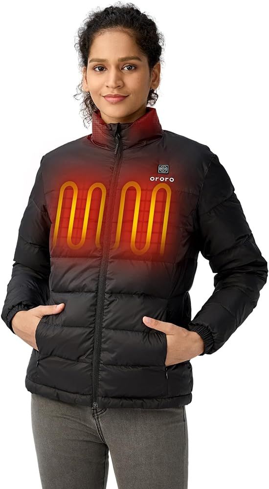 ORORO Women's Heated Puffer Jacket with Battery, Lightweight Puffer Heated Jacket for Camping Hik... | Amazon (US)