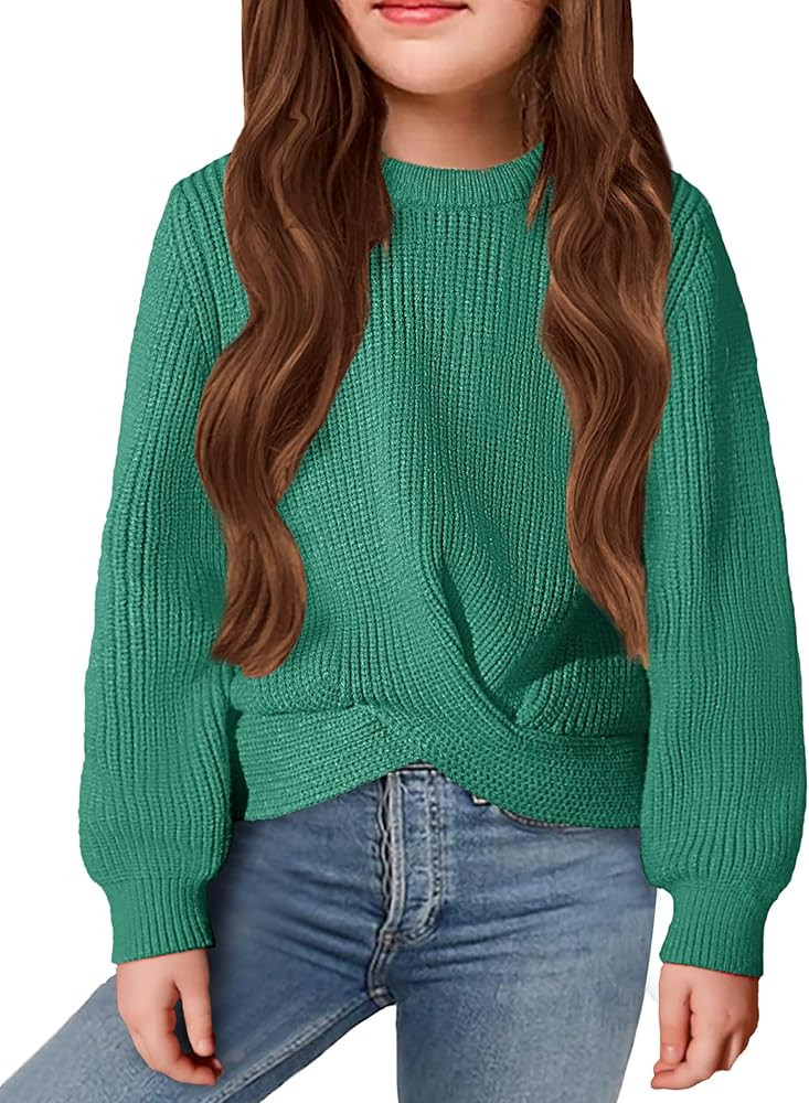 Arshiner Girl's Sweaters Kids Twist Front Cute Pullover Knitted Jumper Fall Winter Clothes | Amazon (US)