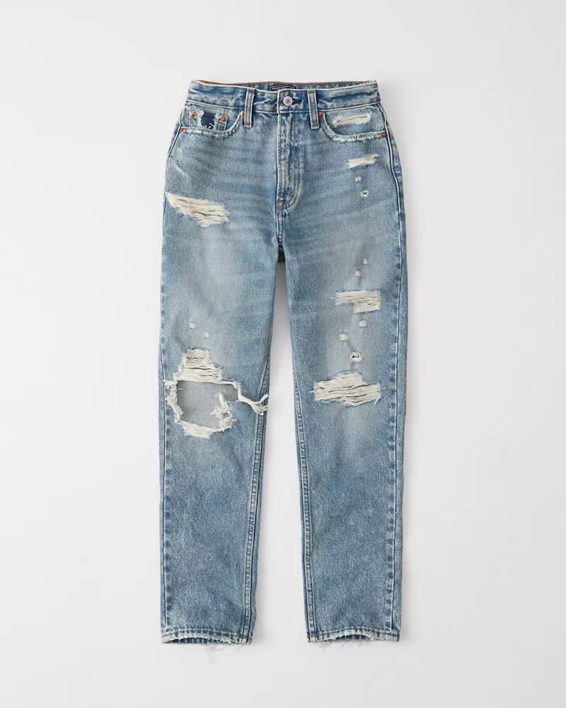 Ripped High Rise Mom Jeans | Abercrombie & Fitch US & UK