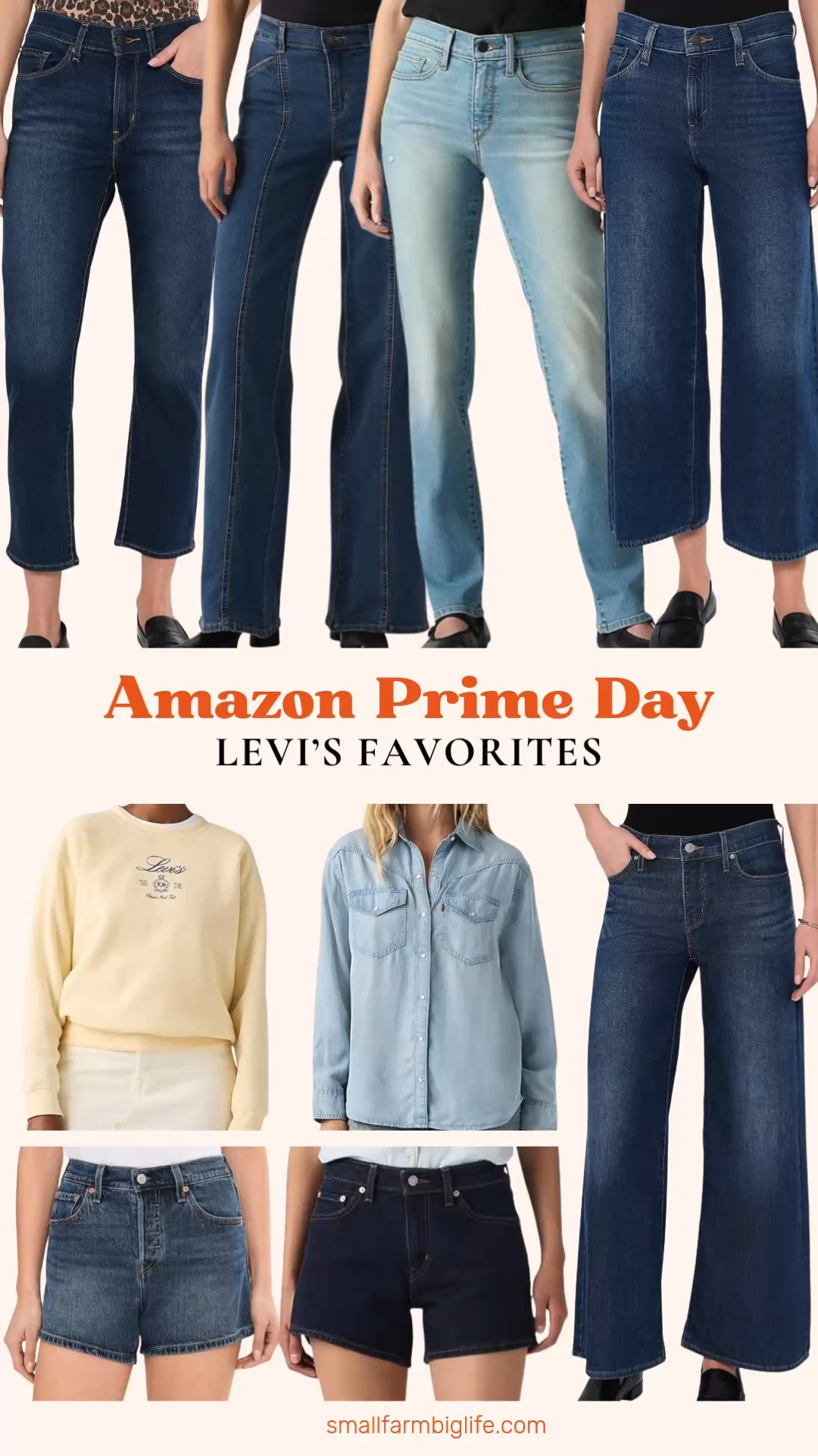 Levi's is on sale for Amazon Prime Day and if you have been waiting to grab a new pair of jeans or shorts now is the time. I rounded up my favorite women's styles including wide leg jeans in dark and medium wash, classic straight and shaping straight styles, A-line shorts, and the iconic 501 curve shorts. The shaping styles are especially great if you want a little extra support and structure and the wide leg and ankle styles are so versatile for summer outfits. The light wash western shirt is such a fun addition to any summer wardrobe and pairs beautifully with the shorts in this round up. Levi's rarely goes on sale so this Prime Day deal is worth taking advantage of. Tap to shop before the sale ends! 

 #LTKootd #LTKOver40 #LTKSaleAlert