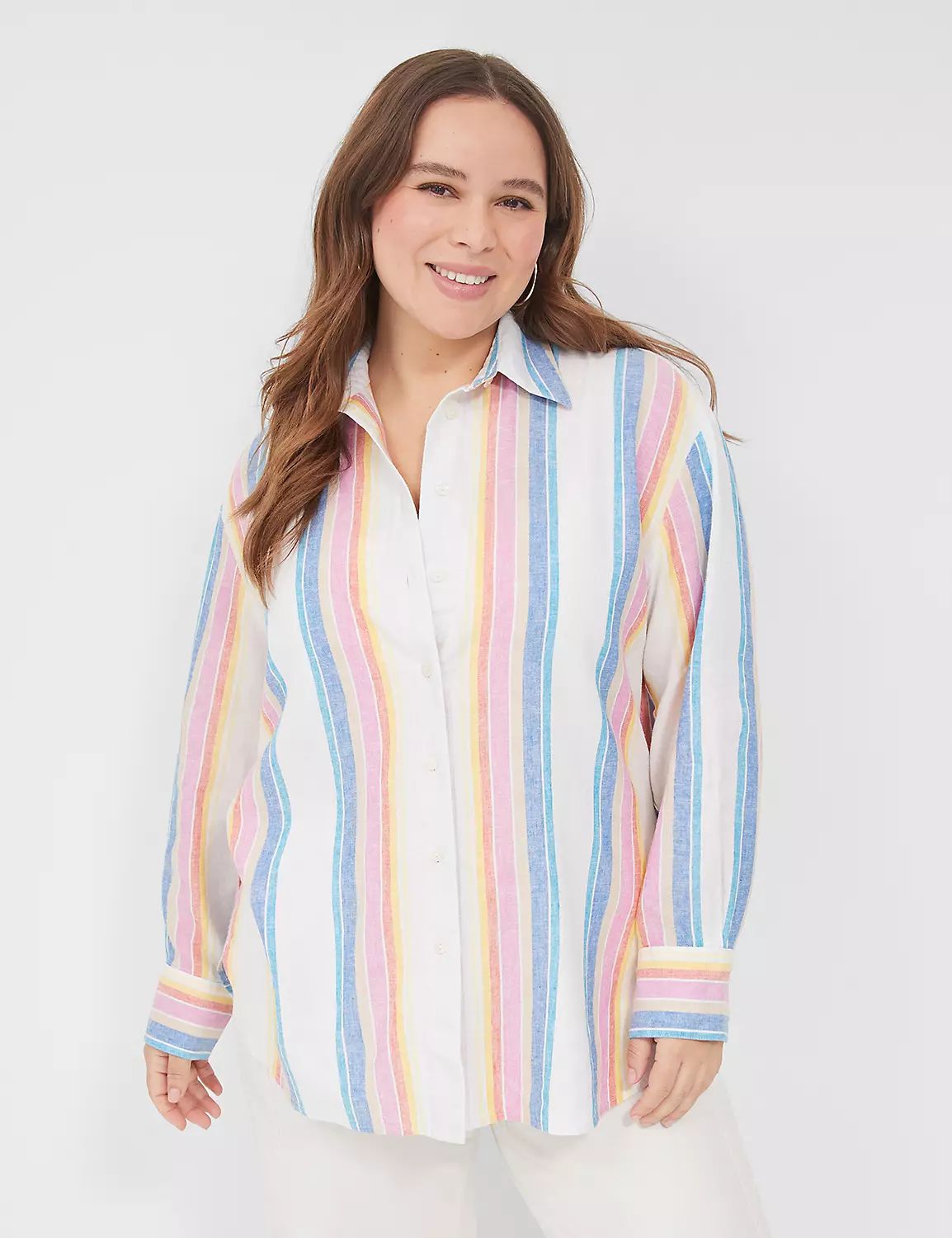 Relaxed Linen Button-Down Shirt | LaneBryant | Lane Bryant (US)