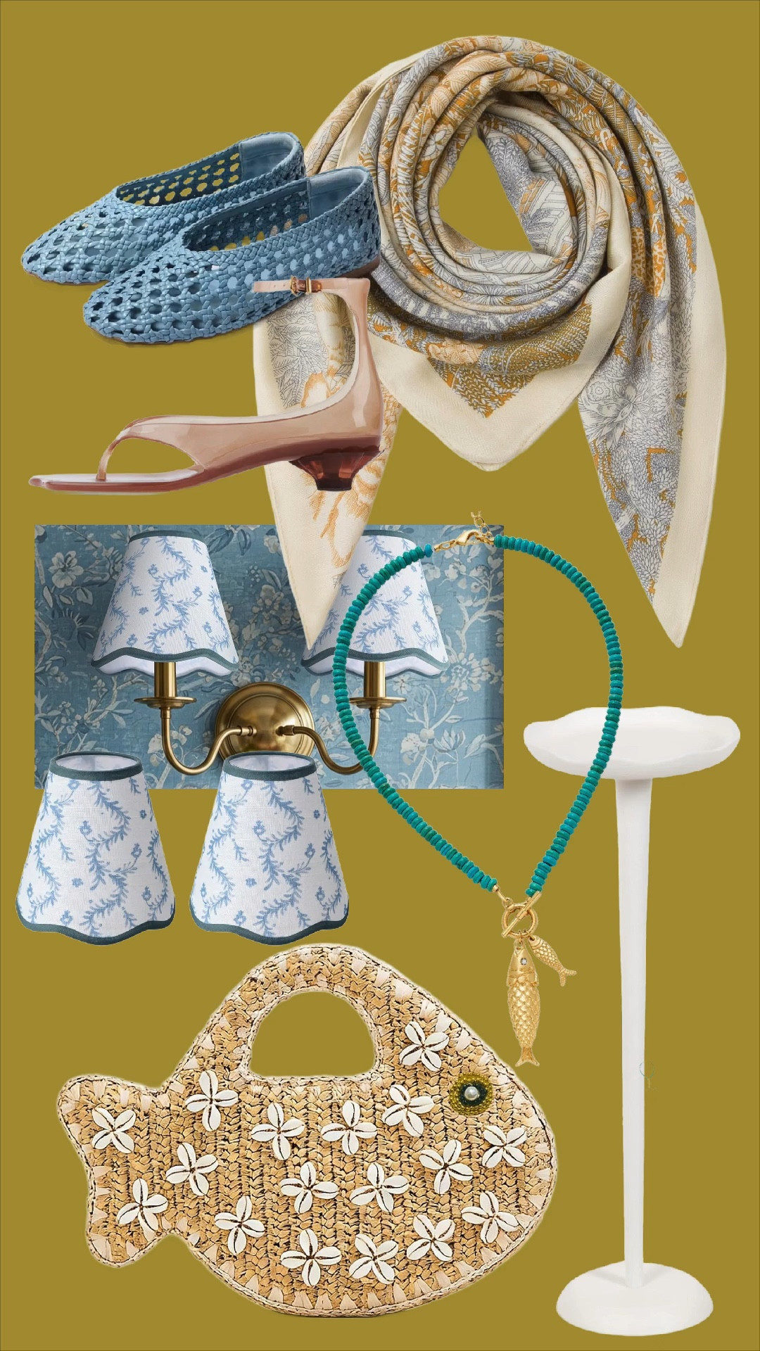 Amazon Finds! 

Shop all my Amazon favorites below ⬇️
PRODUCT LIST:
• Blue woven ballet flats
• Neutral + gold printed silk scarf
• Clear blush kitten heel sandals
• Blue floral wall sconce shades
• Brass double arm wall sconce
• Turquoise beaded statement necklace with gold fish charm
• White pedestal jewelry stand
• Wicker fish-shaped handbag

⸻

HASHTAGS:
#amazonfinds #amazonfashion #amazonhome #ltkstyle #ltkhome #coastalstyle #grandmillennialstyle #classicstyle #coastaldecor #blueandwhite #preppystyle #springstyle #amazonfavorites #affordableluxury #southernstyle #beachhousevibes #chicfinds #founditonamazon #liketkit