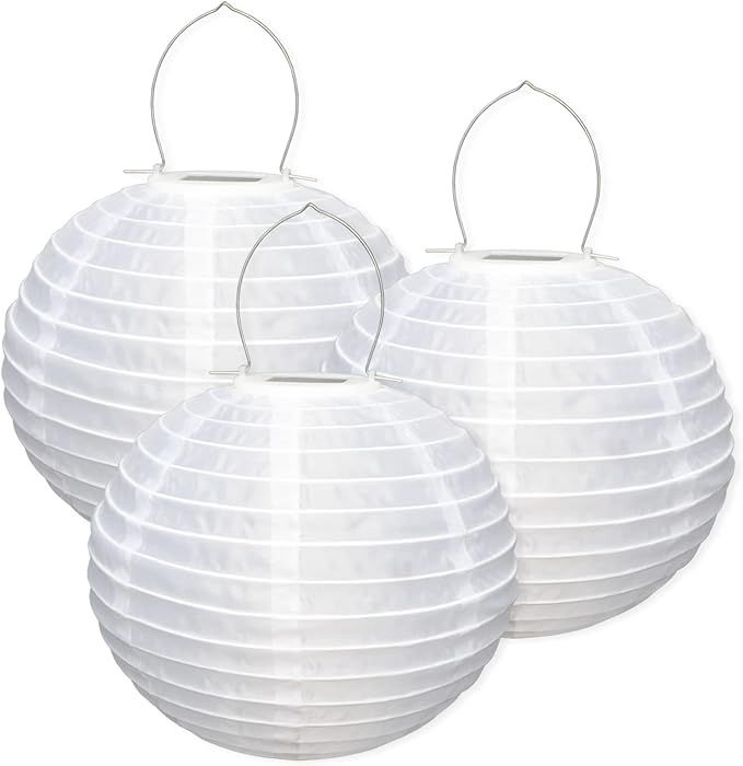 Vigdur Chinese Lanterns Outdoor, RGB LED 3 Packs 10" Outdoor Solar Nylon Paper Lanterns Color Cha... | Amazon (UK)