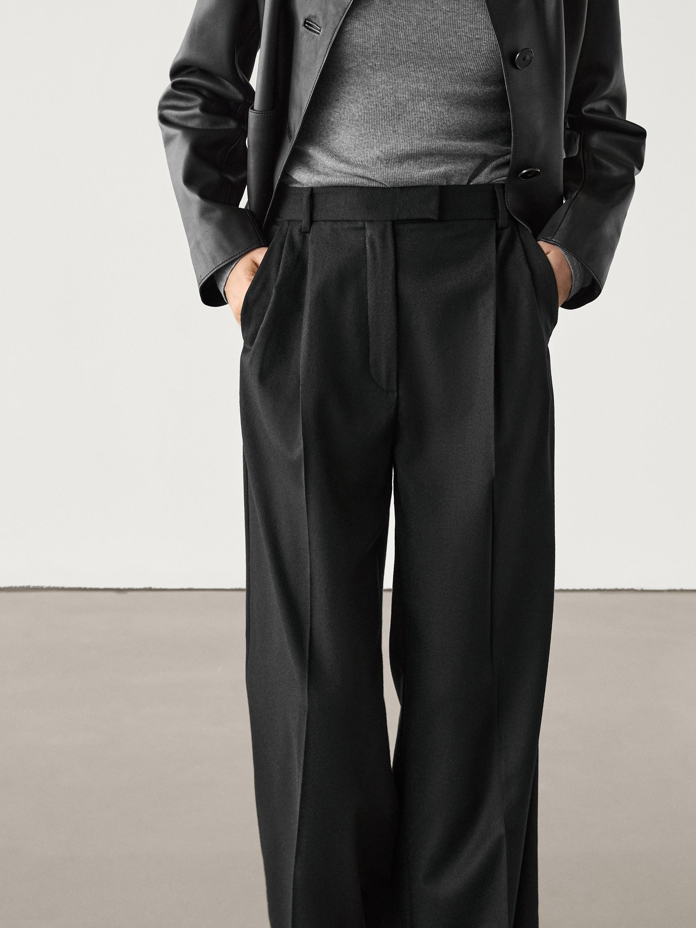 Flanell-Hose mit Zierfalten | Massimo Dutti DE