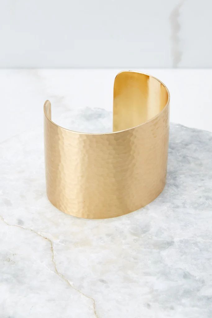 Lovely Luxury Gold Cuff Bracelet | Red Dress 