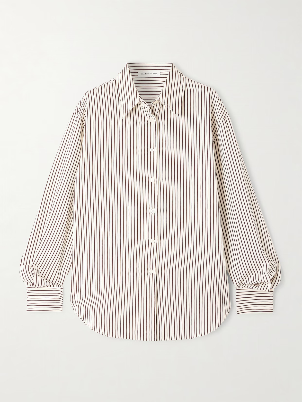 The Frankie Shop - Peri Striped Lyocell-blend Twill Shirt - Brown | NET-A-PORTER (US)