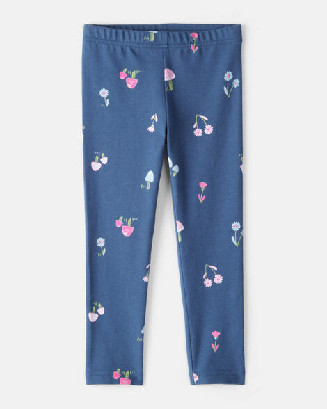 Toddler Girl Floral Cotton Pull-On Stretch Leggings - Blue | Carter's Inc
