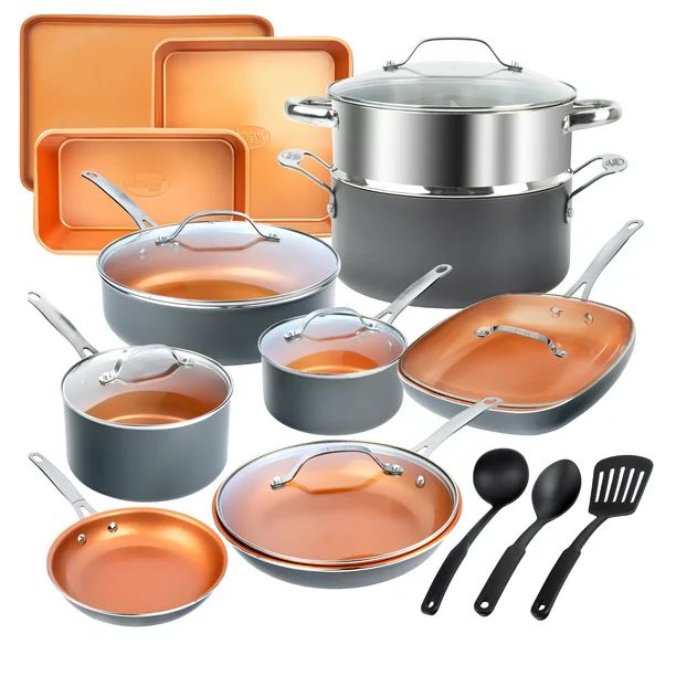 Gotham Steel Pots and Pans Set 20 Piece Cookware Set with Nonstick Ceramic Copper Coating - Walma... | Walmart (US)