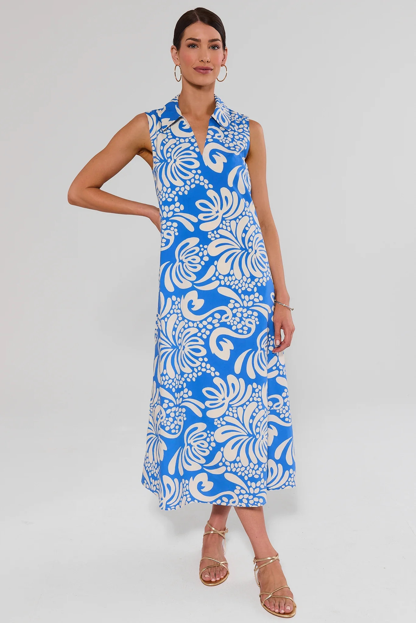 Heather Blue Printed Maxi Dress | Avara