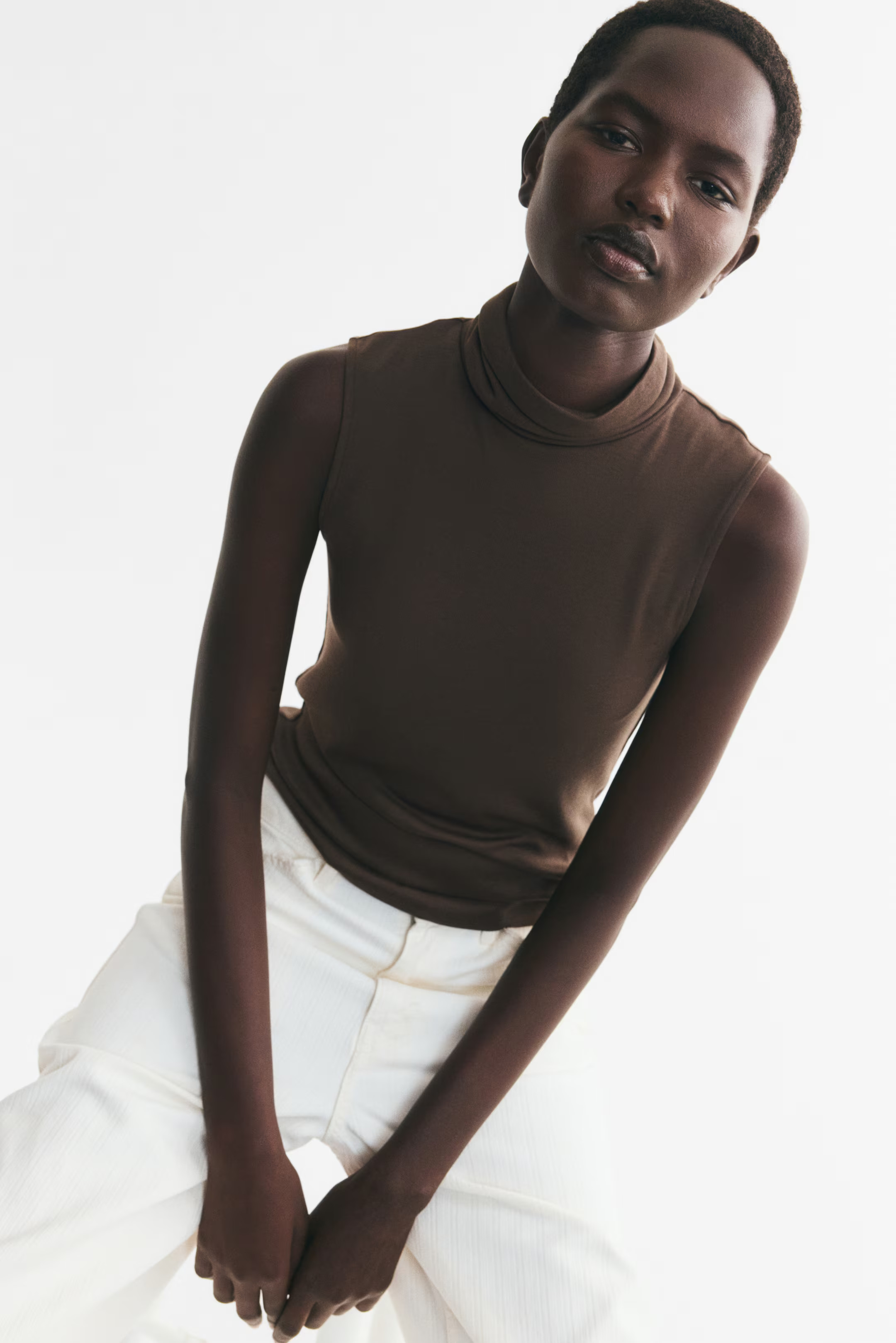 Fine-Knit Sleeveless Turtleneck Top | H&M (US, CA, MX)