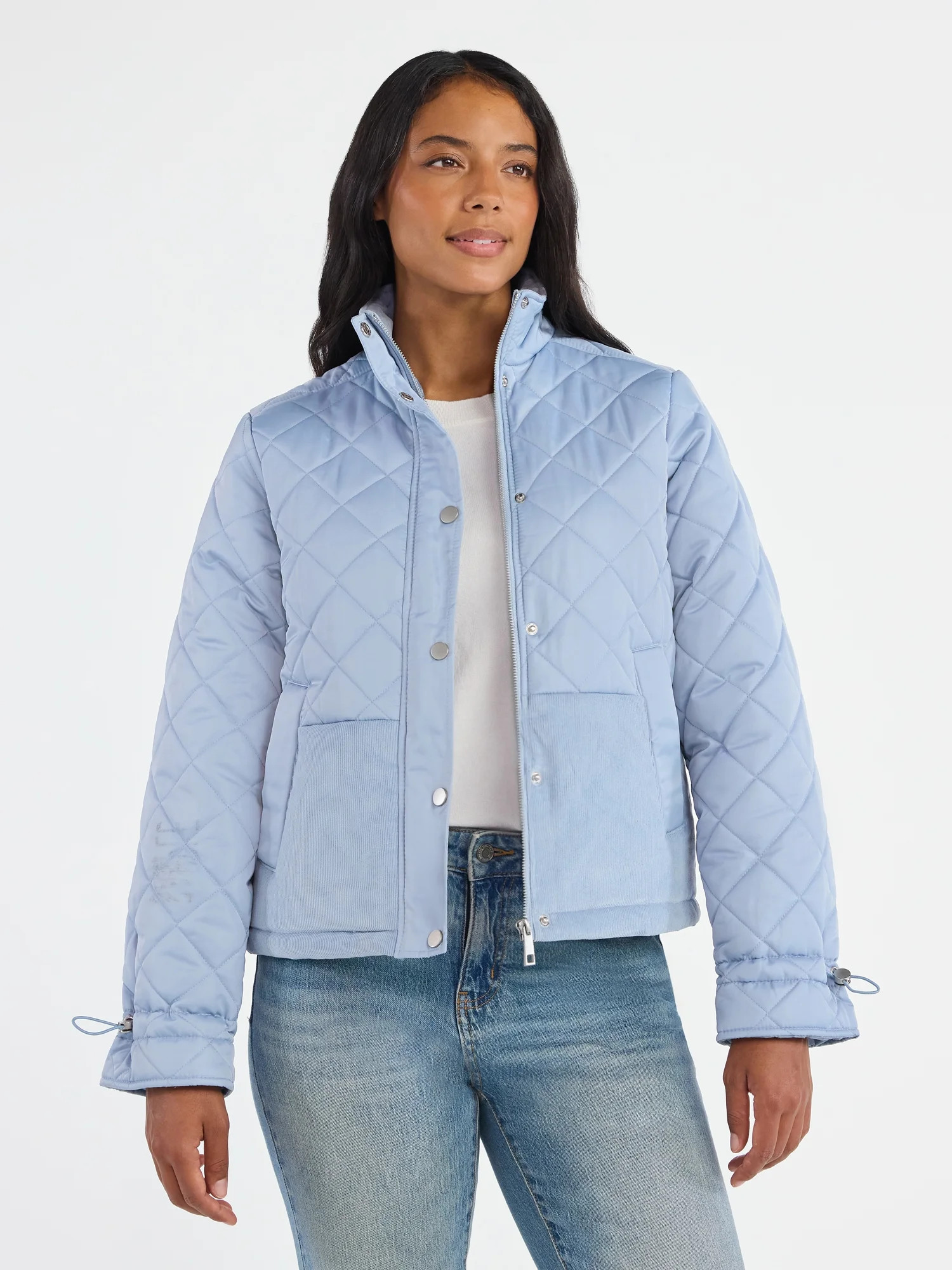 Time and Tru Women's and Women’s Plus Mixed Media Puffer Jacket, Sizes XS-2X | Walmart (US)