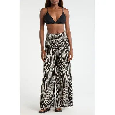 Elan Print Cover-Up Palazzo Pants in Black Zebra at Nordstrom, Size X-Small | Nordstrom